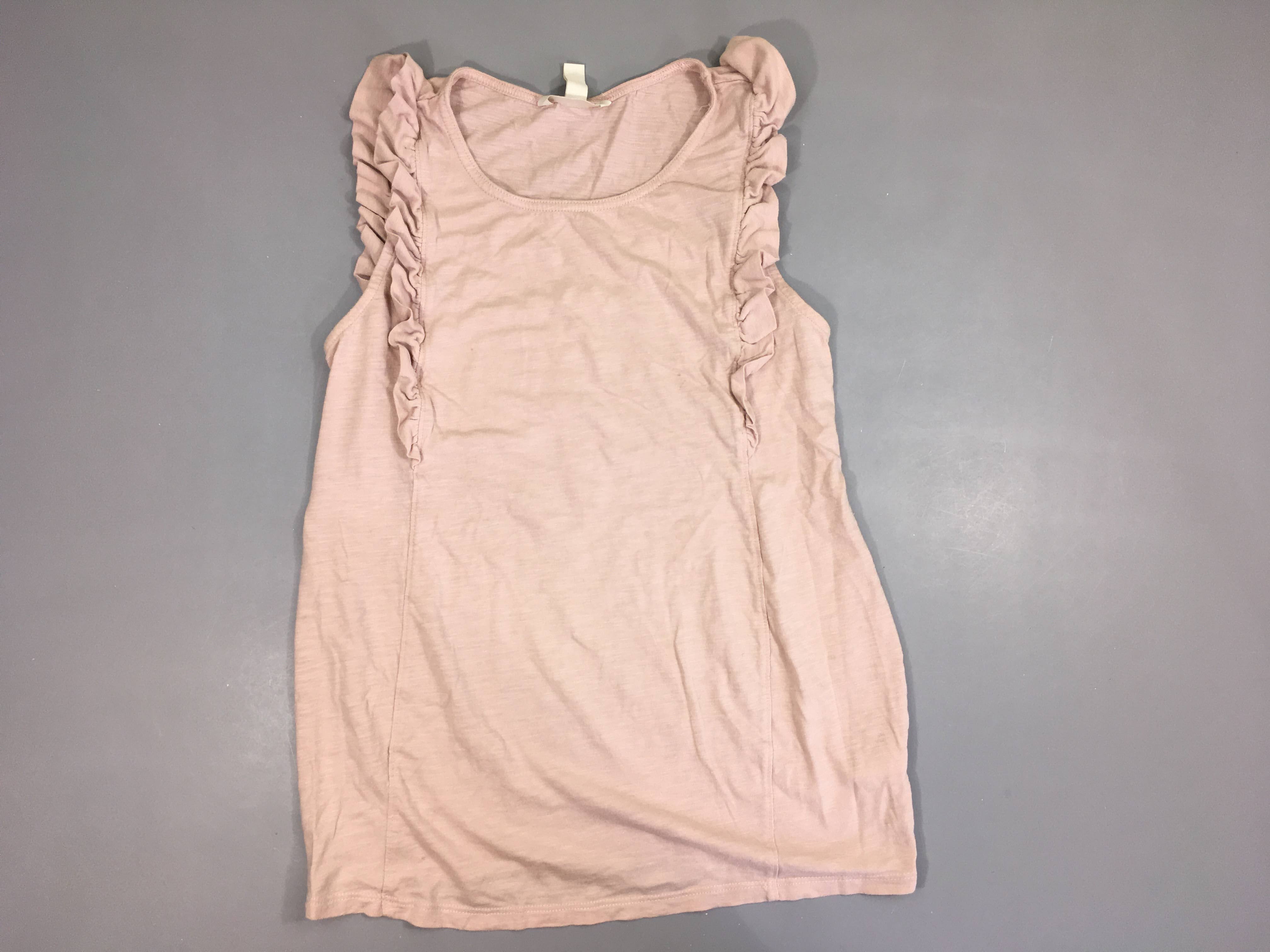 T-shirt s.m vieux rose clair flammé froufrou épaules