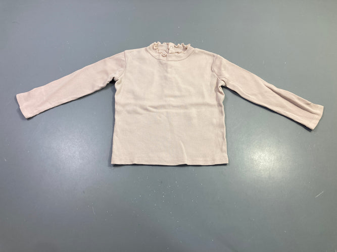 T-shirt m.l rose côtelé col montant, moins cher chez Petit Kiwi