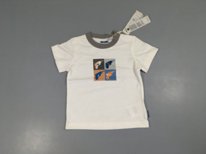 NEUF T-shirt m.c blanc/gris outils, moins cher chez Petit Kiwi