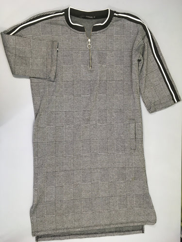 Robe m.c style tweed grise motifs pied de poule, moins cher chez Petit Kiwi