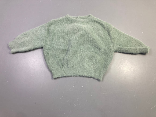 Pull vert duveteux menthe, moins cher chez Petit Kiwi