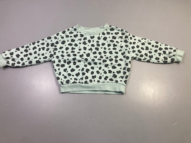 Sweat menthe léopard noir, moins cher chez Petit Kiwi