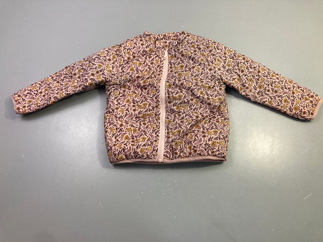 Veste rose fleurie zippée doublé velous, moins cher chez Petit Kiwi