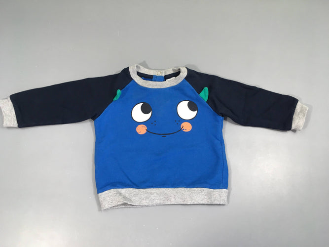 Sweat bleu monstre, moins cher chez Petit Kiwi