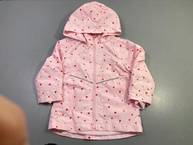 Veste rose coeurs capuche zippée, moins cher chez Petit Kiwi