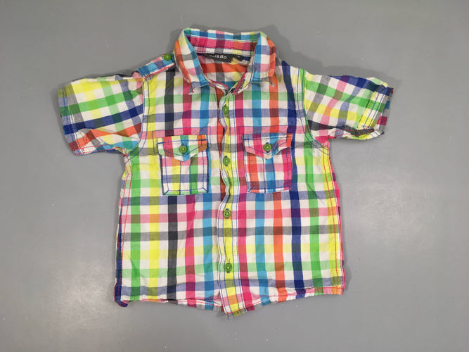 Chemise m.c blanc à capuche couleur, moins cher chez Petit Kiwi