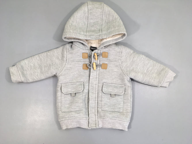 Gilet veste à capuche gris doublé peluche Légèrement bouloché, moins cher chez Petit Kiwi