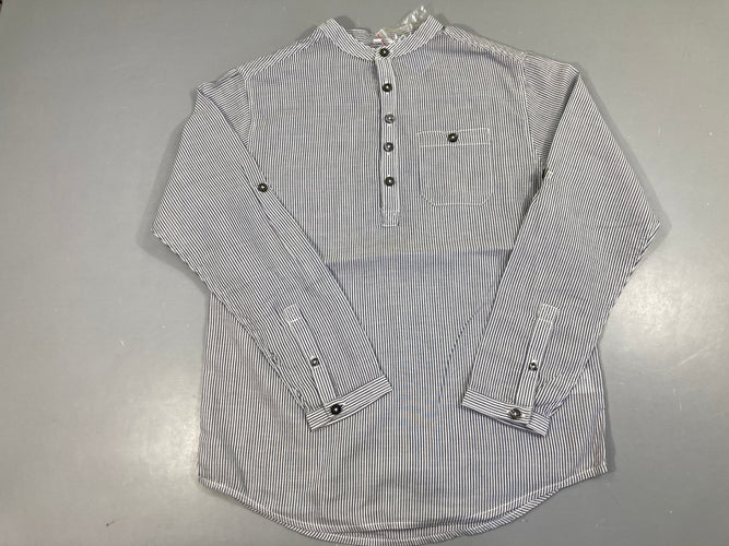 Neuf-Chemise m.l col mao lignée blanc-bleu, moins cher chez Petit Kiwi