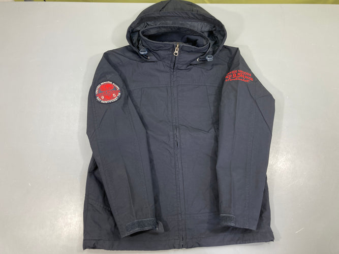 Veste bleu foncé à capuche, moins cher chez Petit Kiwi
