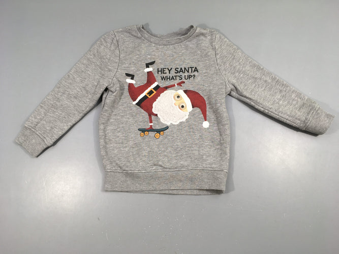 Sweat gris Père Noël, moins cher chez Petit Kiwi