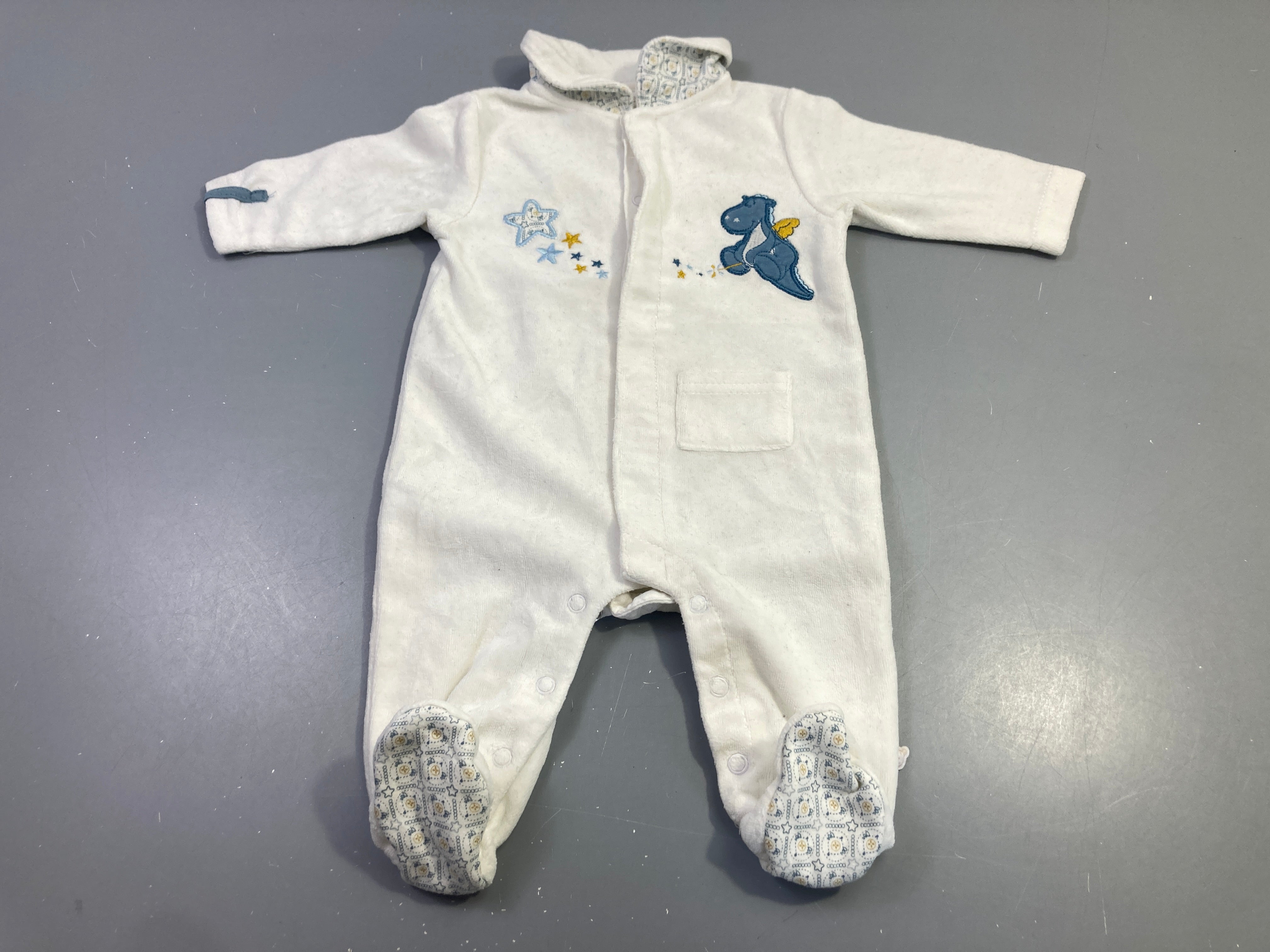 Pyjama écru dragon étoiles velours