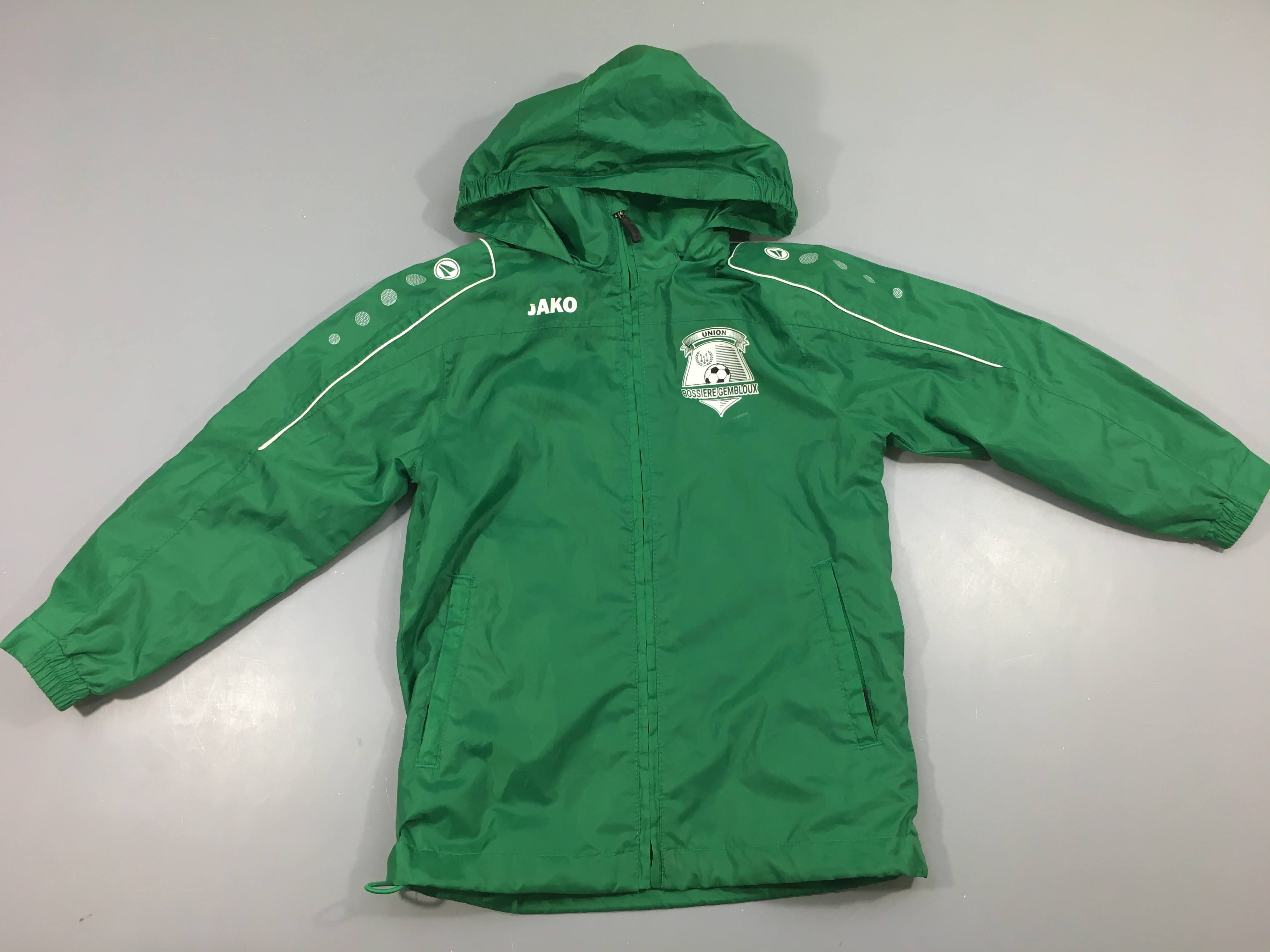 Veste style k-way zippée verte Jako bossière gembloux à capuche