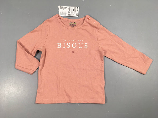 NEUF T-shirt m.l rose je veux des bisous, moins cher chez Petit Kiwi