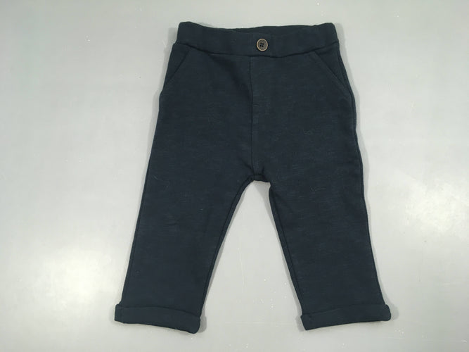 Pantalon molleton bleu foncé boutons revers, moins cher chez Petit Kiwi