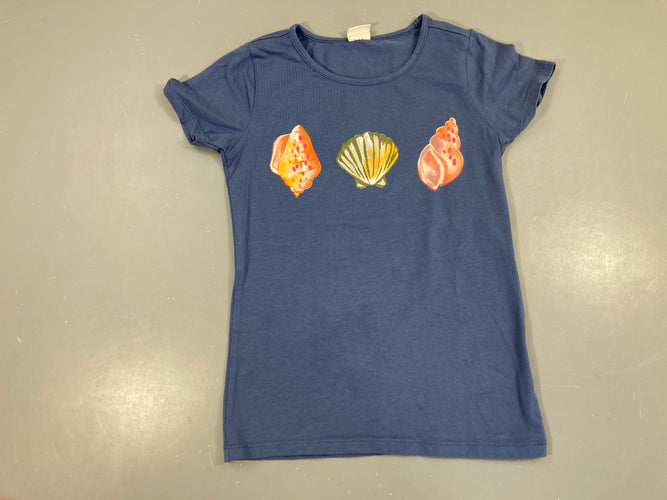 T-shirt m.c bleu foncé coquillages, moins cher chez Petit Kiwi