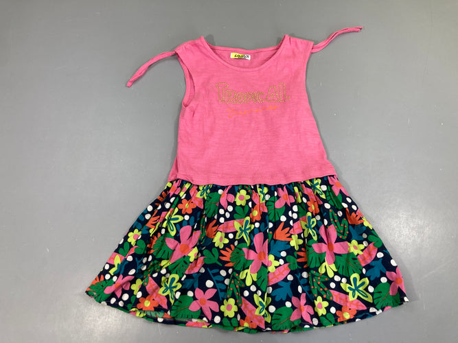 Robe m.c rose tropical, bas fleuri, moins cher chez Petit Kiwi