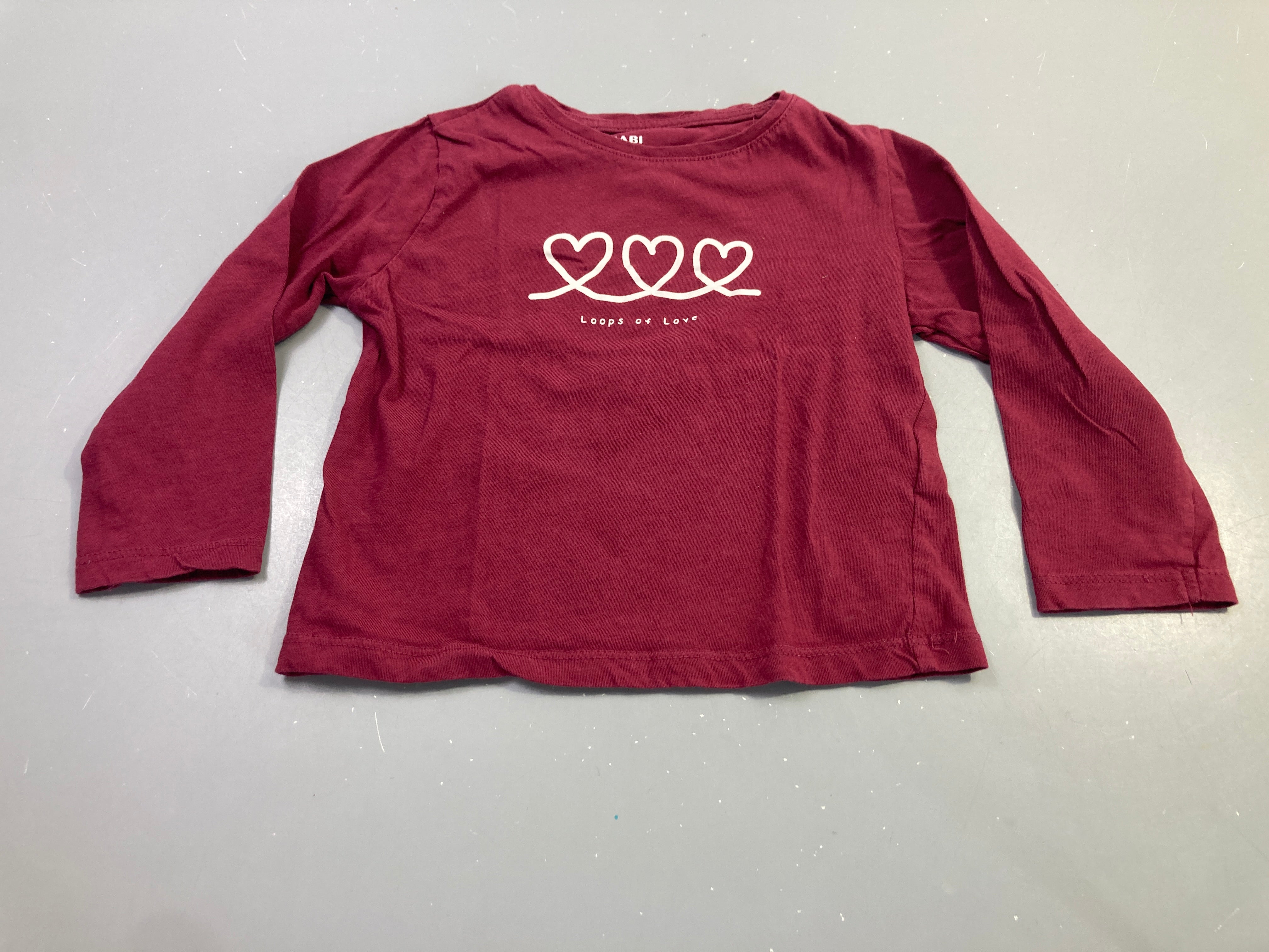 T-shirt m.l bordeaux coeurs loops of love