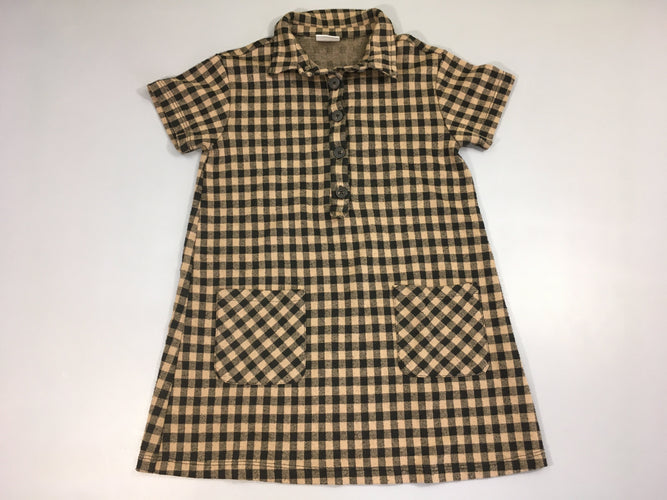 Robe m.c molleton à carreaux brun/noir, effet bouloché?, moins cher chez Petit Kiwi