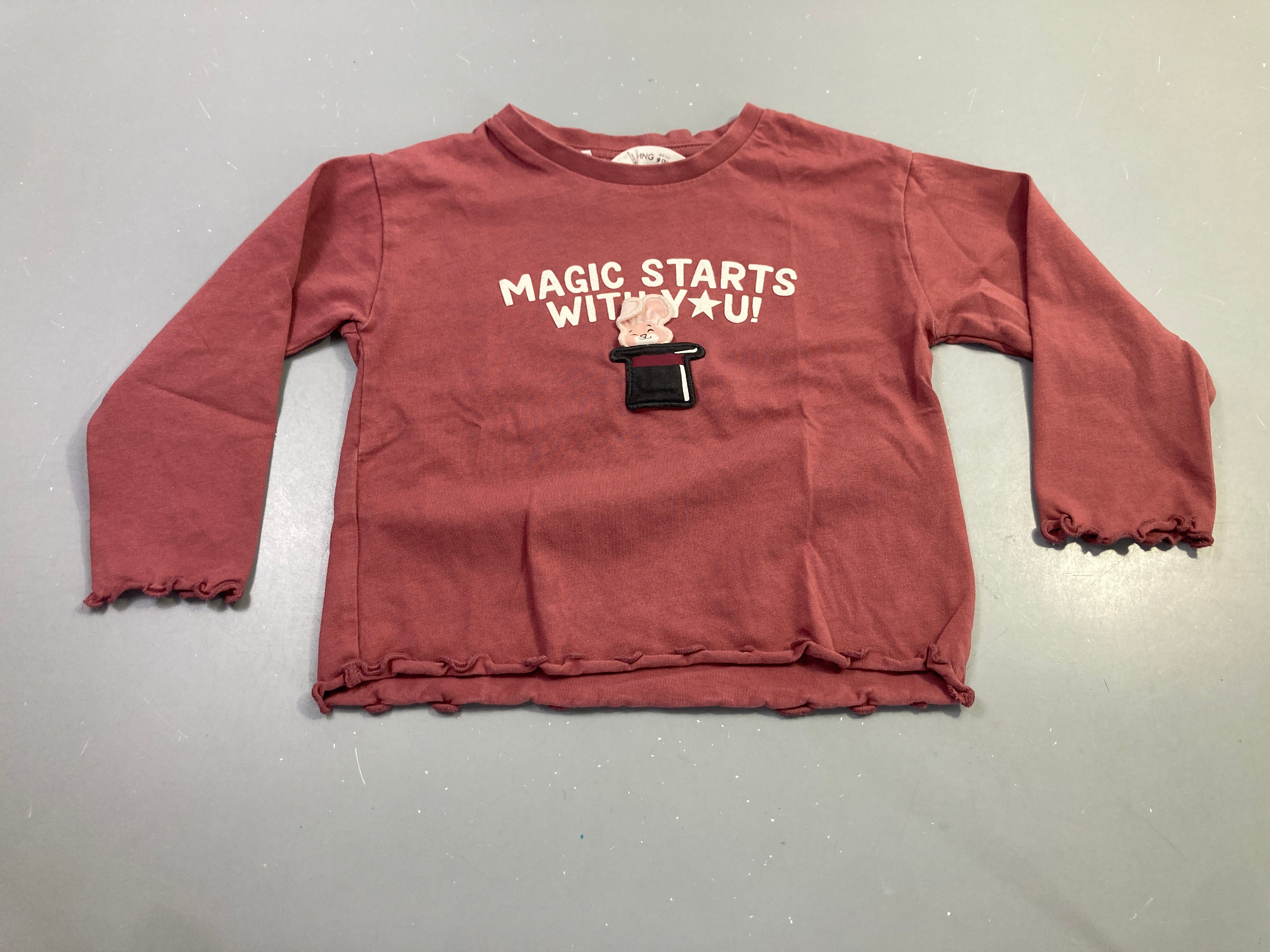 T-shirt m.l rose foncé lapin magie