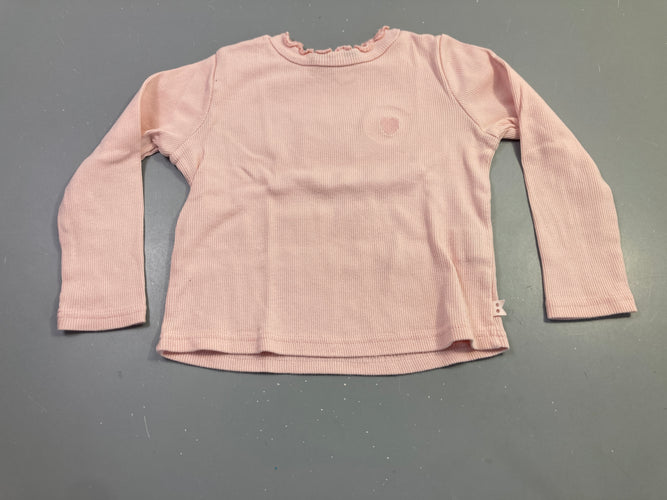 T-shirt m.l rose côtelé coeur brodé, moins cher chez Petit Kiwi