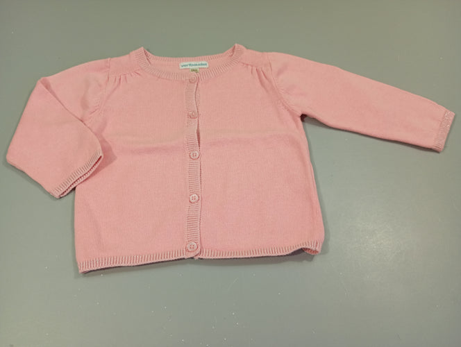 Gilet rose clair , liseré pailleté, moins cher chez Petit Kiwi