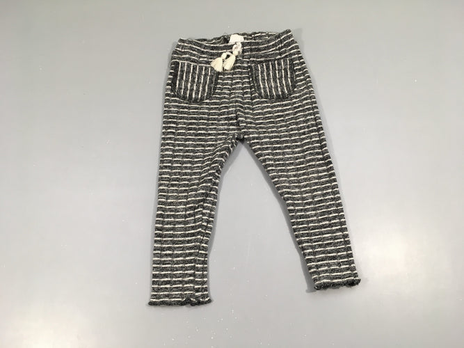 Pantalon côtelé noir rayé blanc mailles, moins cher chez Petit Kiwi