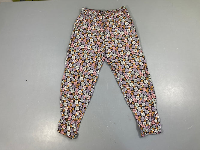 Pantalon léger souple fleuri taille et chevilles élastiques, moins cher chez Petit Kiwi