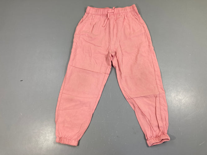 Pantalon léger souple taille et chevilles élastiques rose, moins cher chez Petit Kiwi