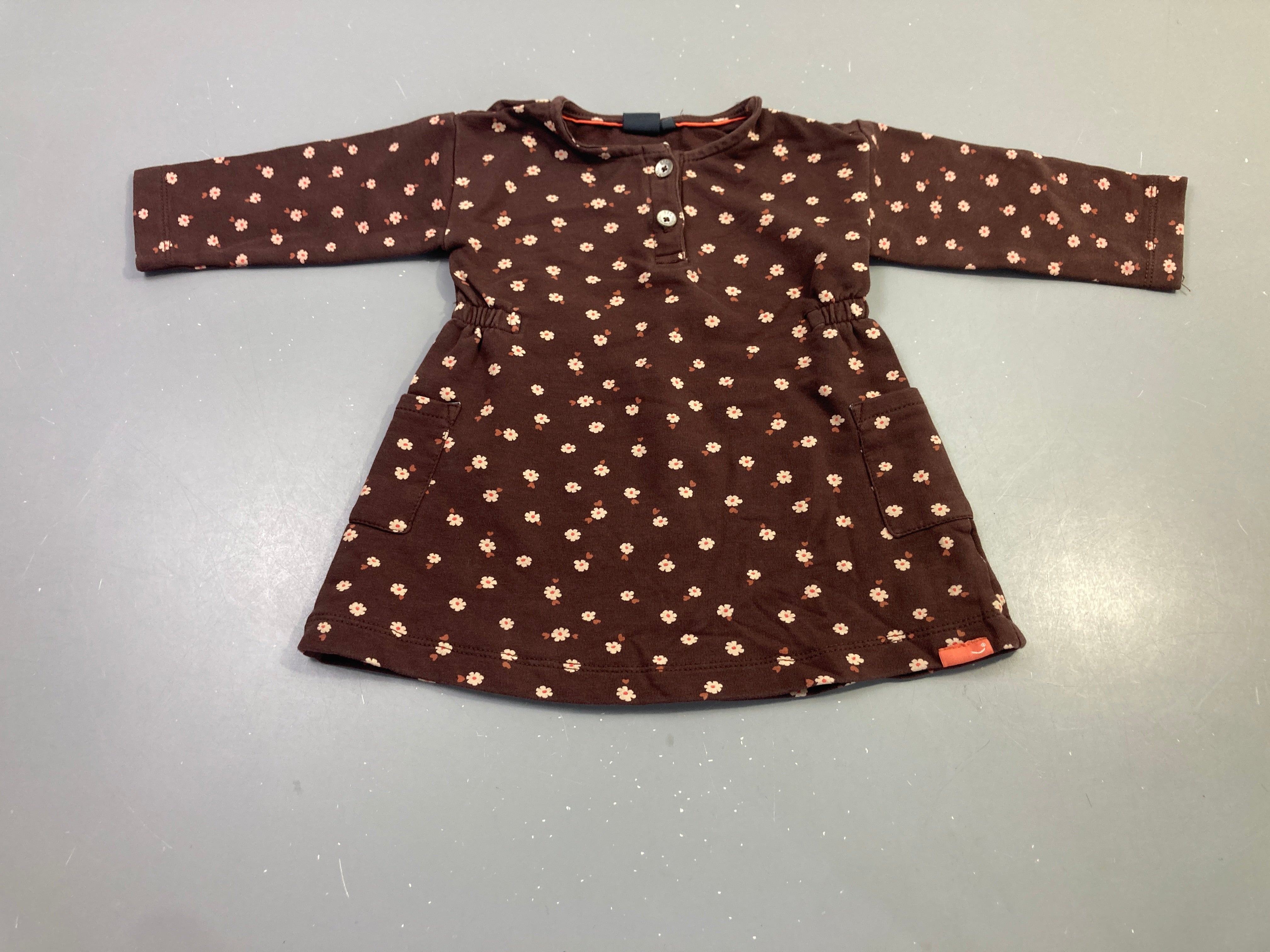 Robe m.l molleton aubergine fleurs poches
