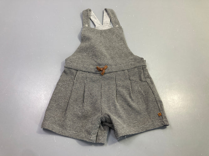 Salopette courte molleton pied-de-poule gris, moins cher chez Petit Kiwi