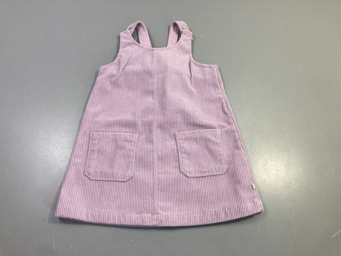 Robe s.m mauve velours côtelé poches, moins cher chez Petit Kiwi