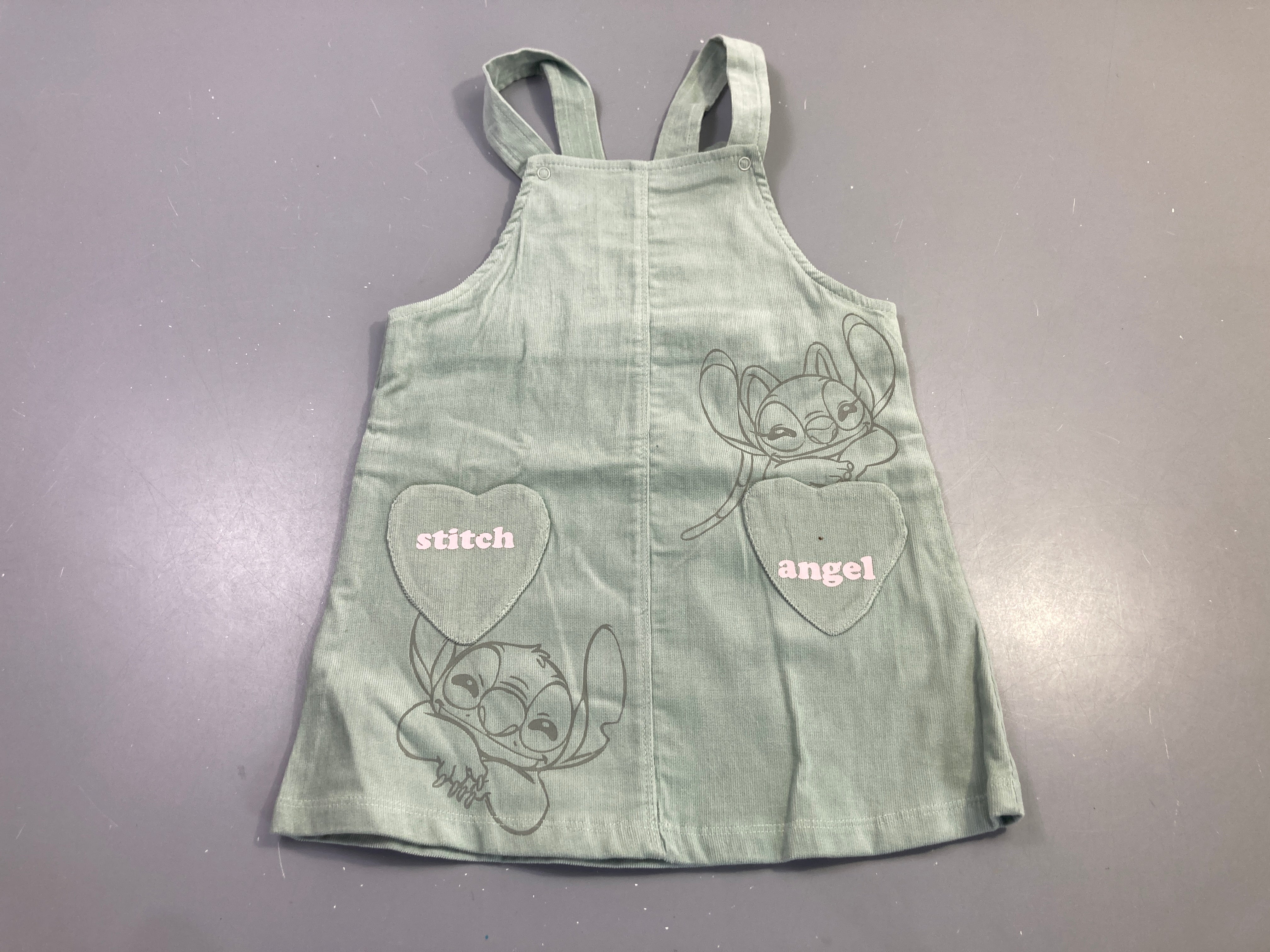 Robe s.m vert sauge velours côtelé Stitch