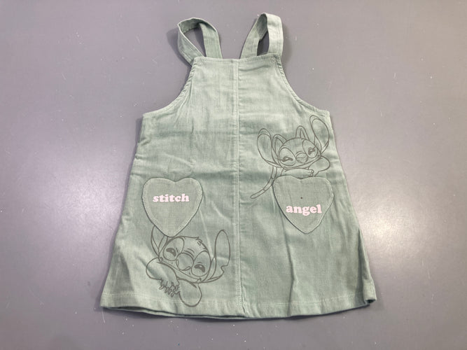 Robe s.m vert sauge velours côtelé Stitch, moins cher chez Petit Kiwi