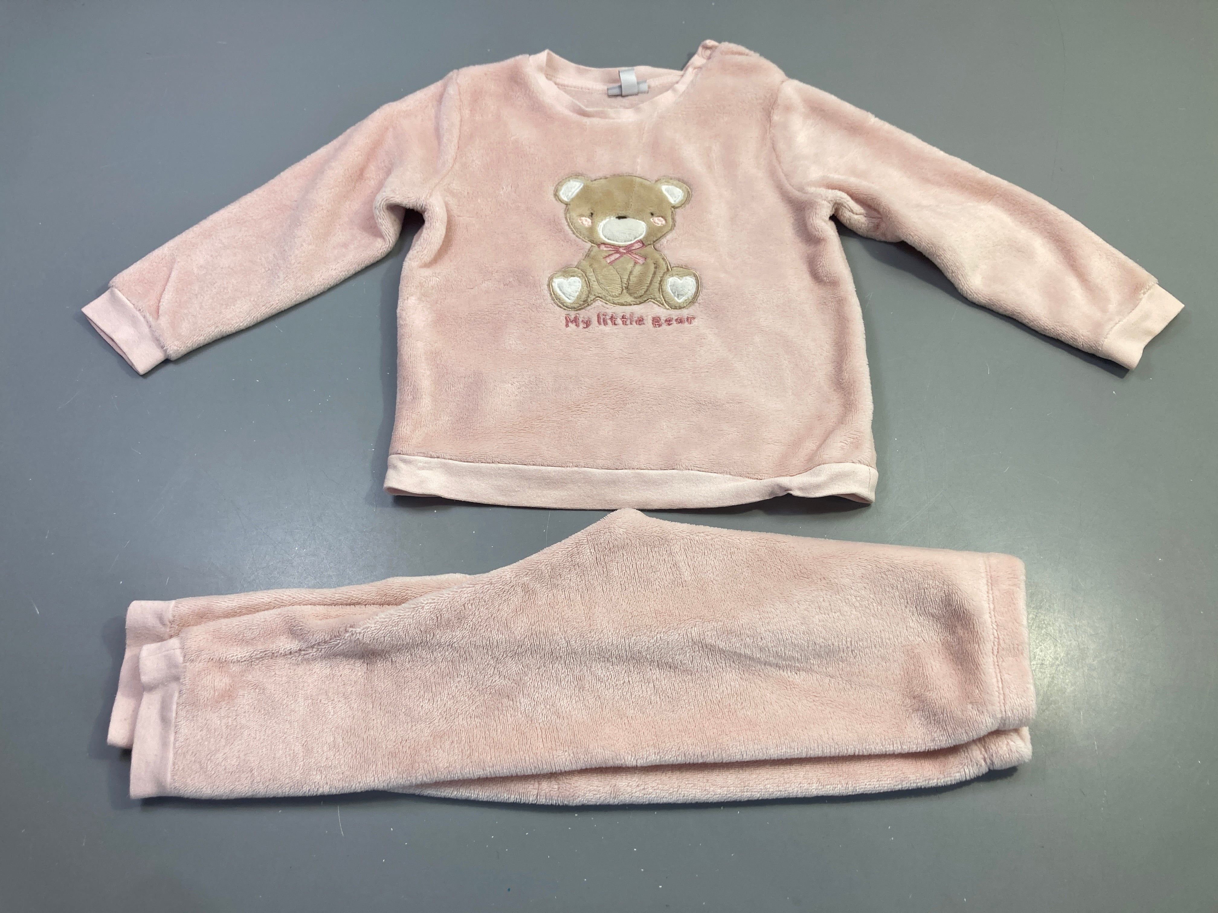 Pyjama velours rose ourson 2pcs, Fagottino
