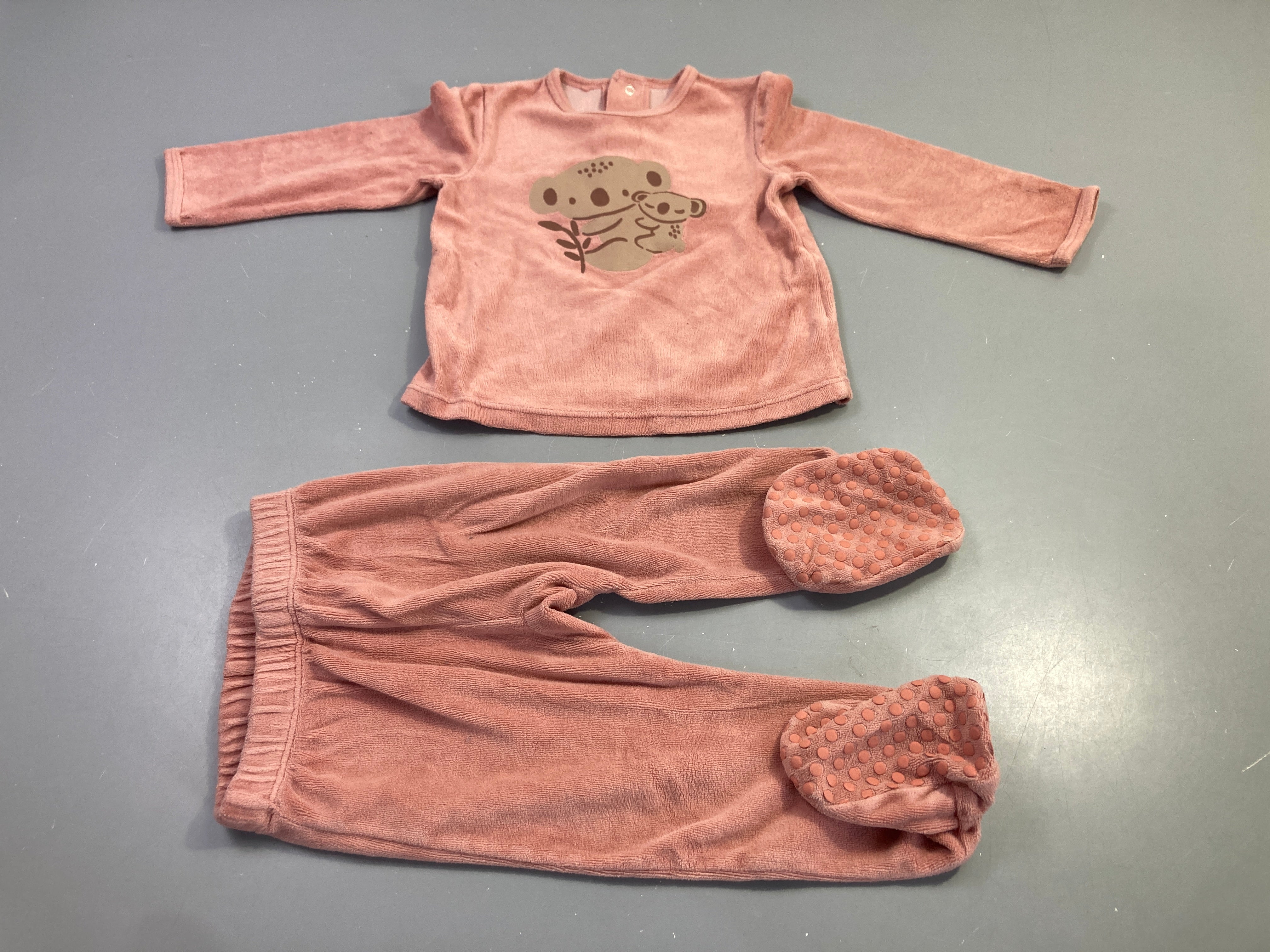 Pyjama velours rose koala 2pcs