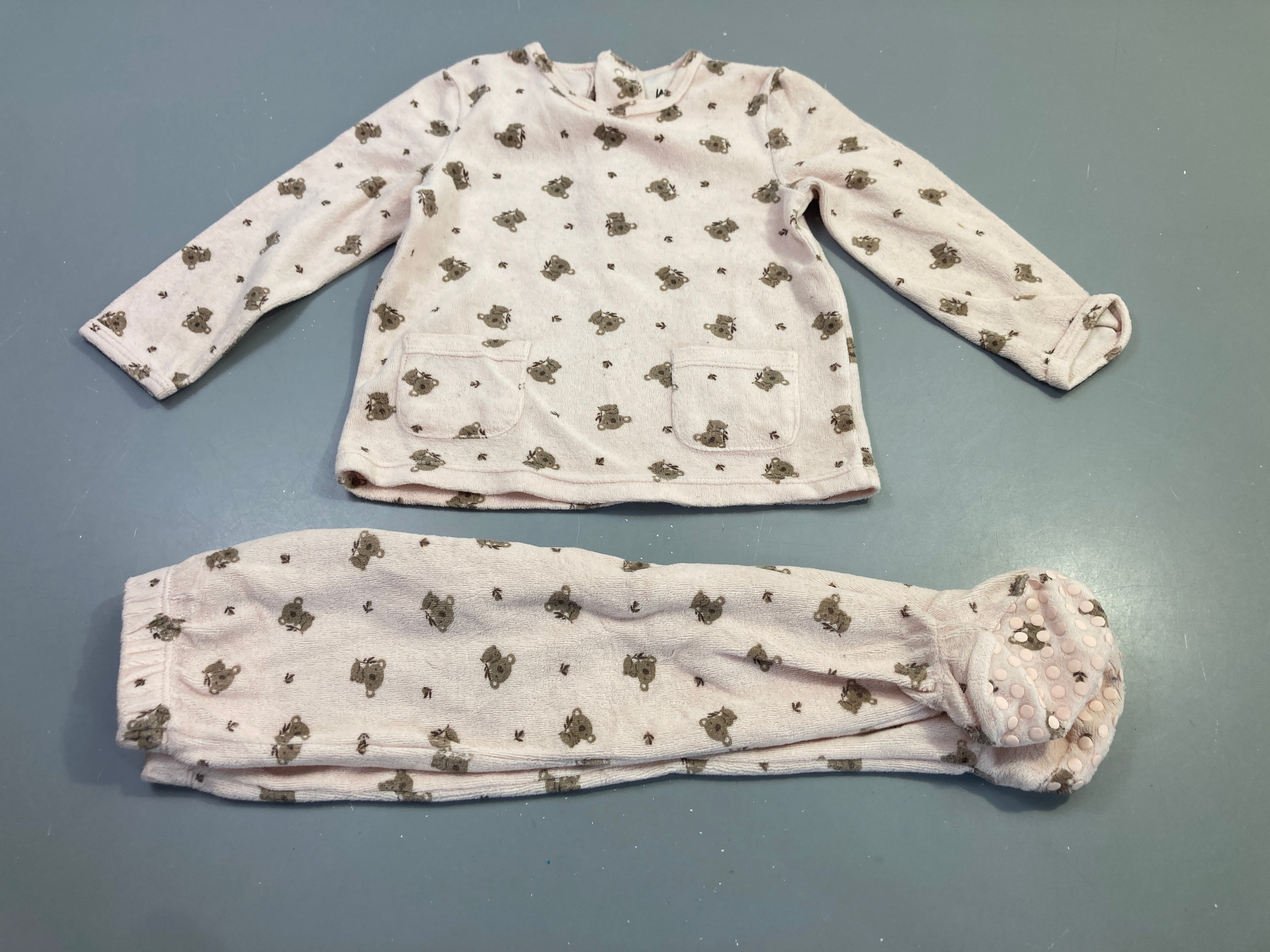 Pyjama velours rose pâle koala poches 2pcs