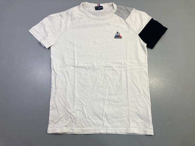 T-shirt m.c blanc bicolore gris marine, Le Coq Sportif, moins cher chez Petit Kiwi