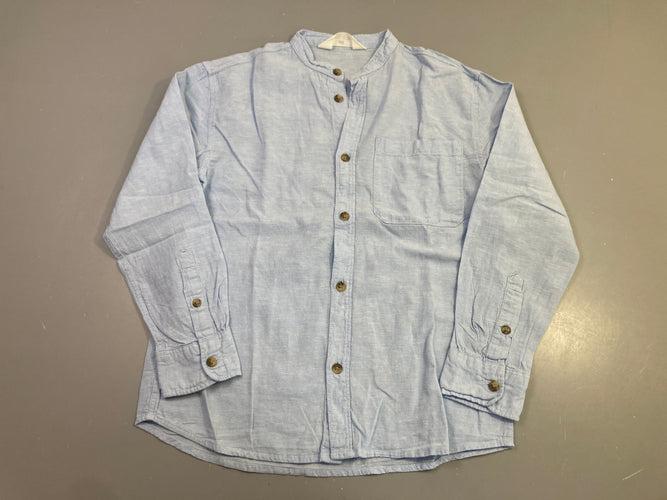 Chemise m.l bleu ciel chambray col mao, lin?, moins cher chez Petit Kiwi