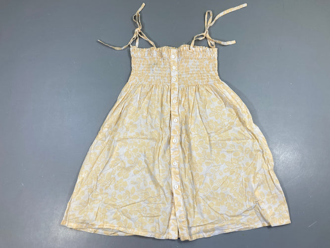Robe fines bretelles s.mockée blanc/jaune fleurs, moins cher chez Petit Kiwi