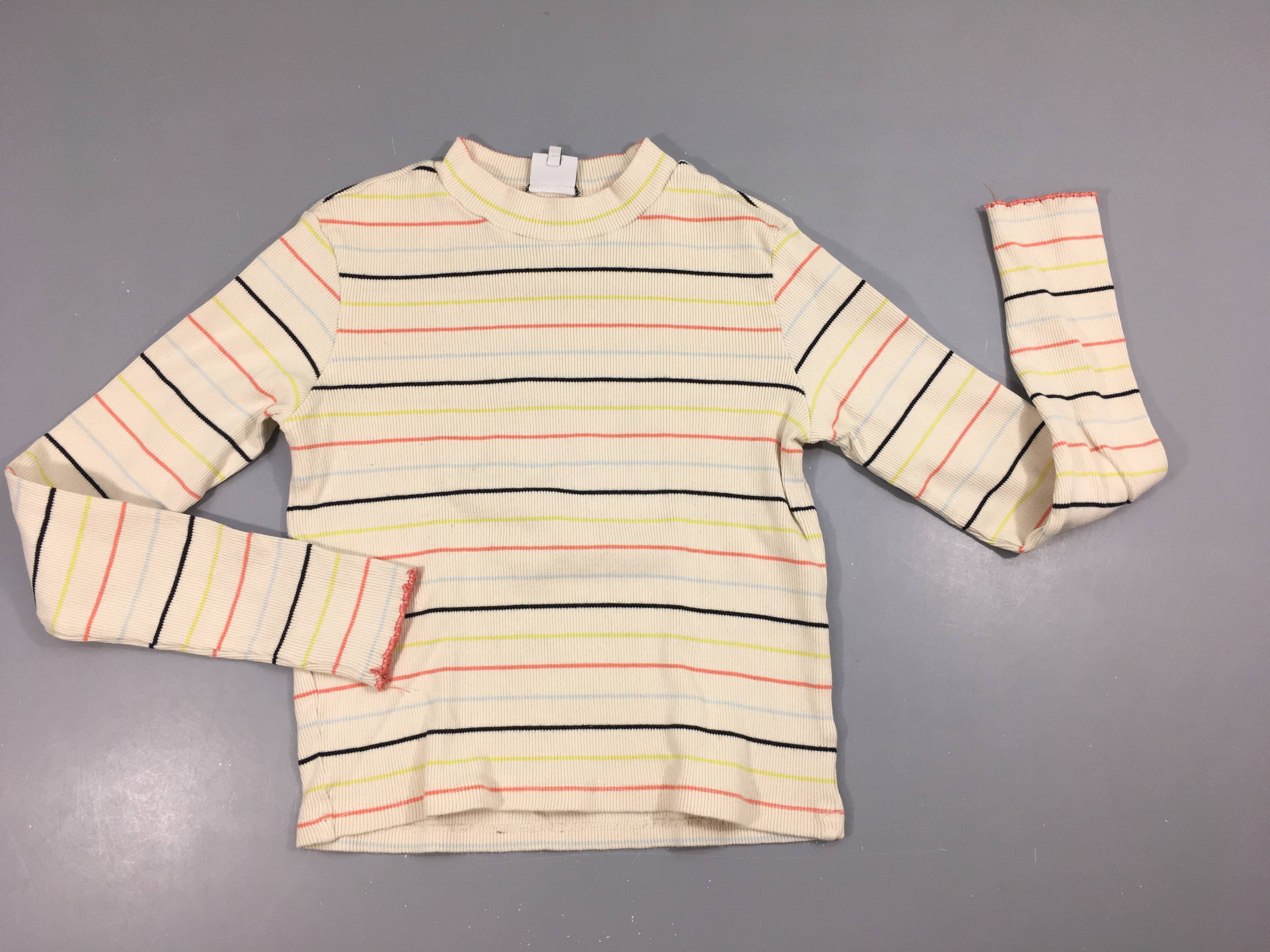 T-shirt m.l côte écru rayé multicolore