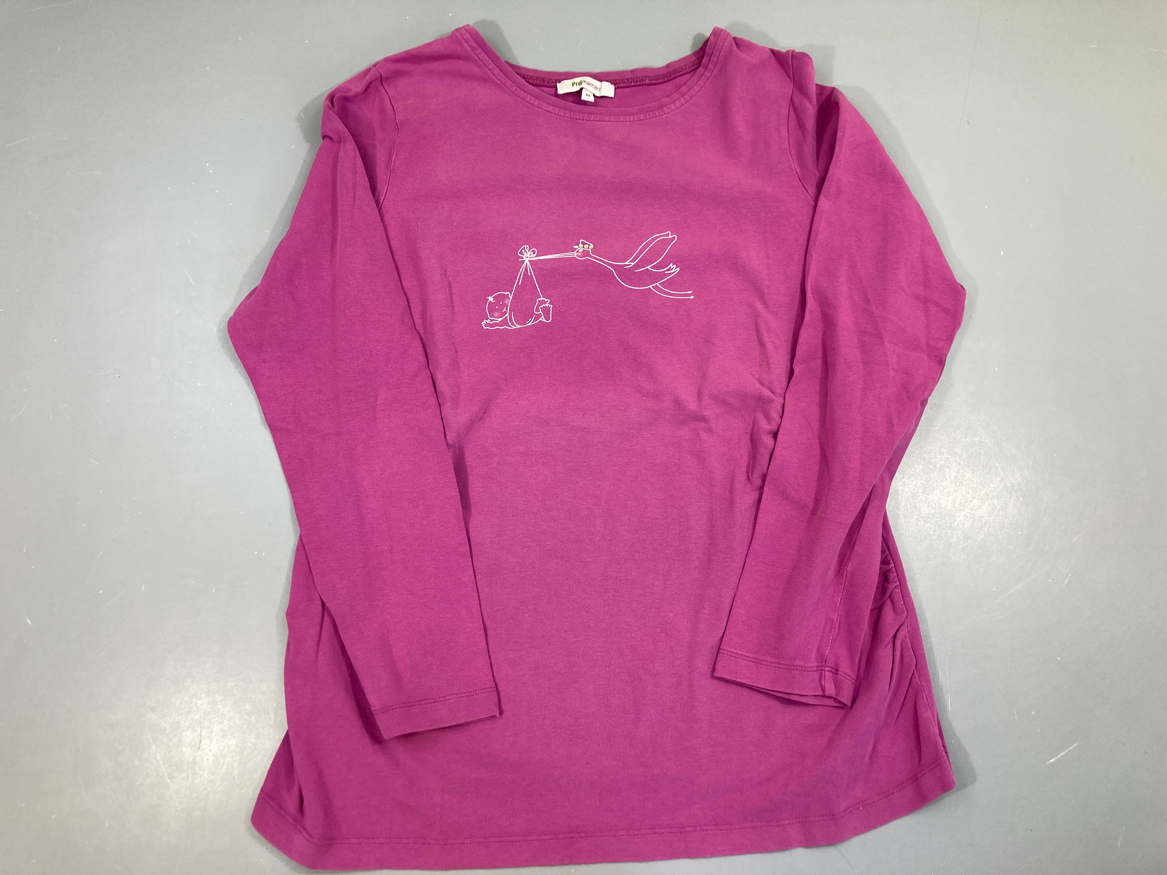 T-shirt m.l rose de grossesse Cigogne