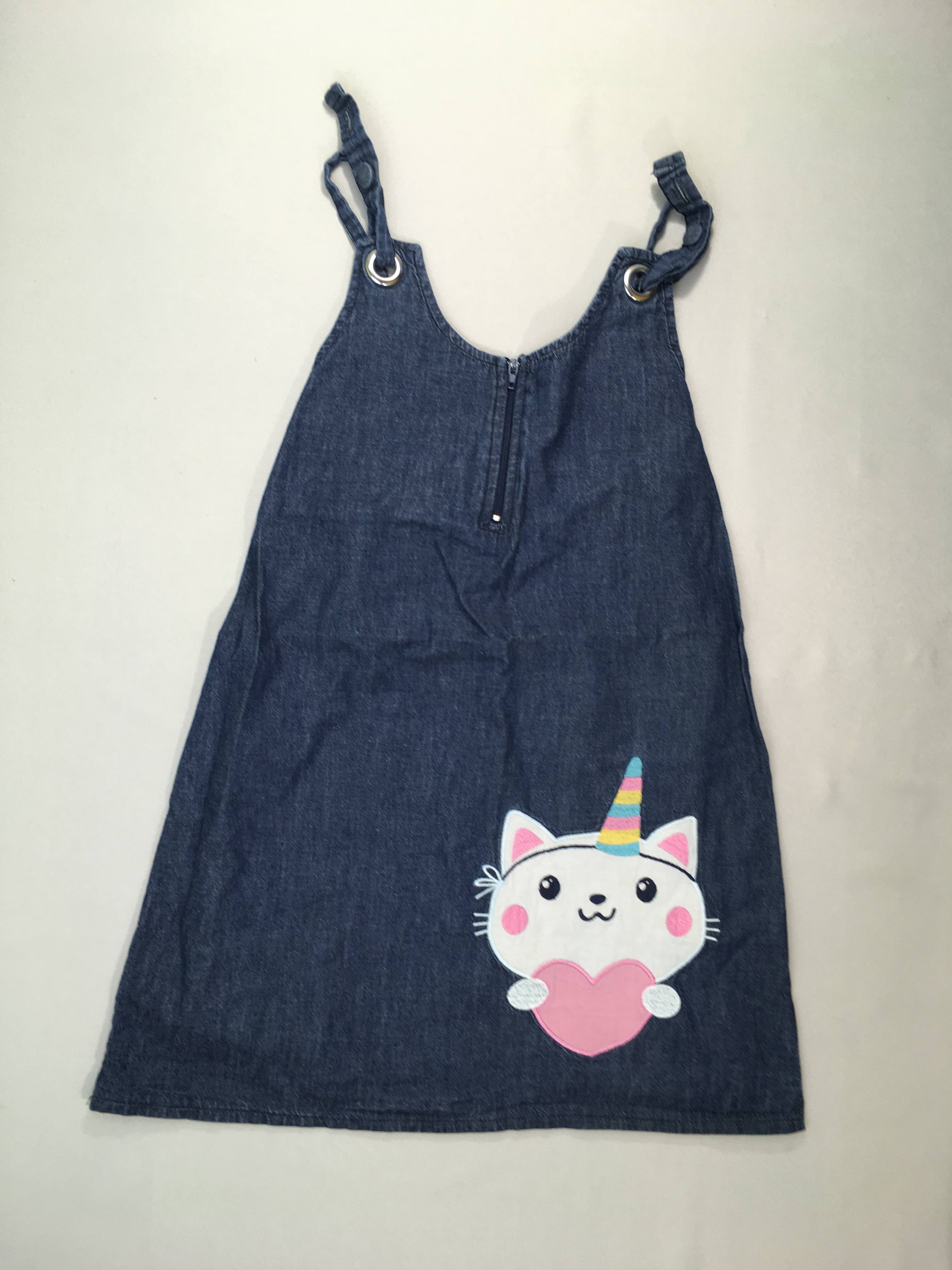 Robe fines bretelles denim chat
