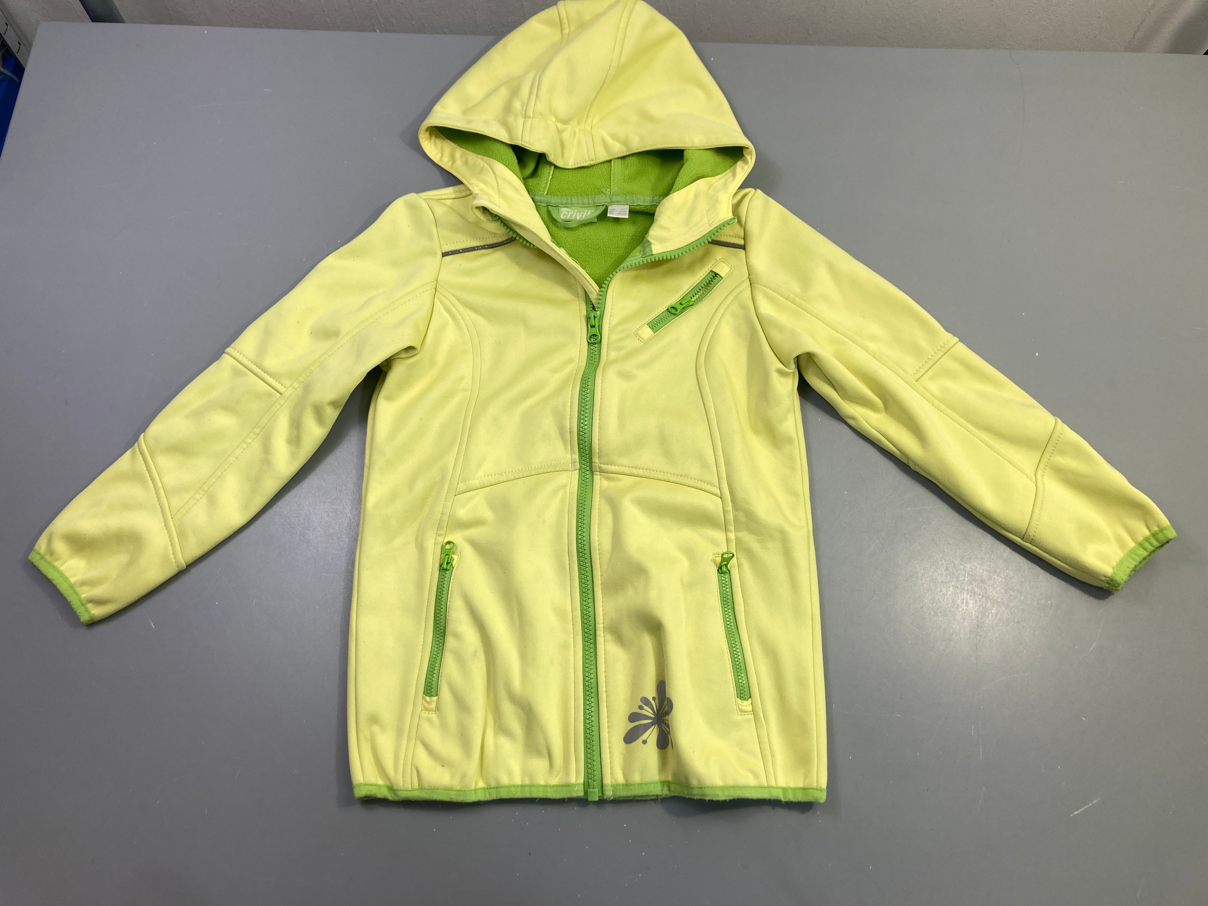 Gilet style softshell zippé jaune à capuche doublé polar, Crivit