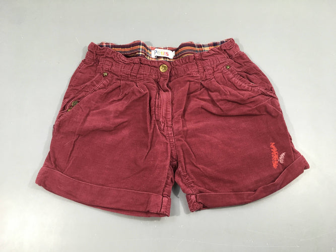 Short velours côtelé bordeaux à revers, moins cher chez Petit Kiwi