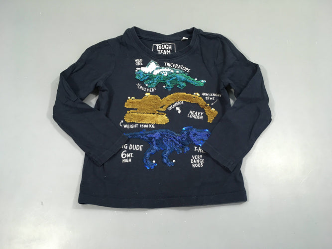 T-shirt m.l bleu foncé Dinos sequins, moins cher chez Petit Kiwi
