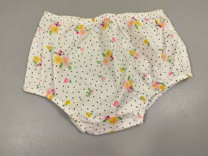 Bloomer blanc à fleurs et pois bleu marine 100% coton, moins cher chez Petit Kiwi