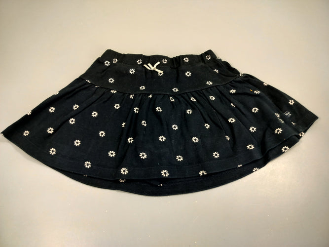 Jupe coton bleu marine à fleurs blanches, doublée, moins cher chez Petit Kiwi