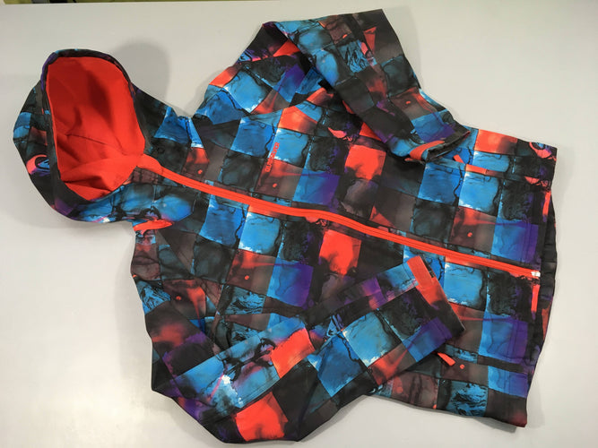 Veste de ski zippée à capuche  Quiksilver à motifs bleu, rouge, moins cher chez Petit Kiwi