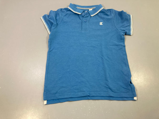 Polo m.c bleu liseré blanc logo B, moins cher chez Petit Kiwi