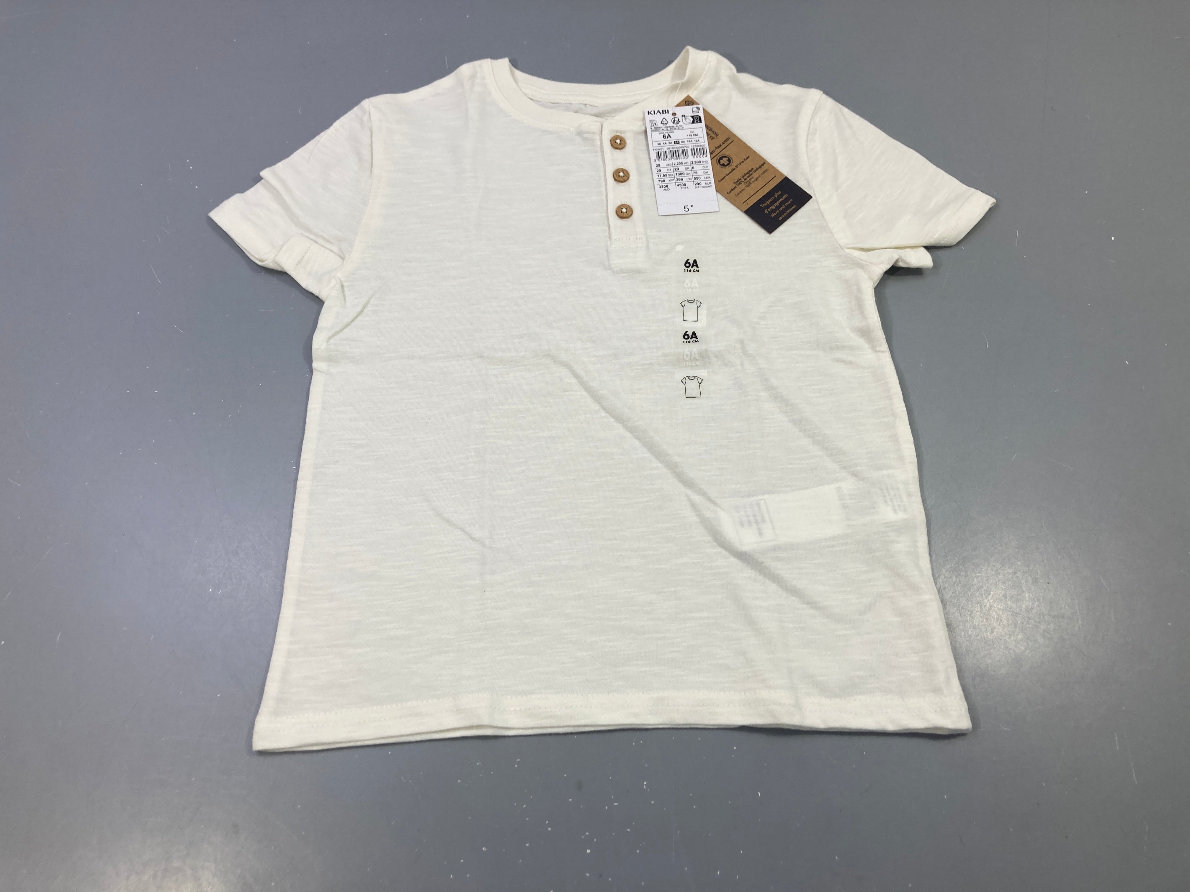 NEUF T-shirt m.c écru boutonné col